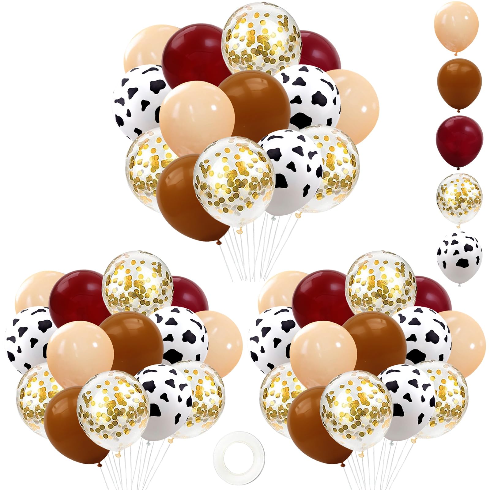 Lukinuo Cow Balloons 95pcs Brown Blush Neutral Cow Print Balloon Confetti Helium Latex Western Balloon for Western Cowboy Cowgirl Rodeo Theme Birthday Baby Shower Party Rodeo Farm Cow Party Decoration