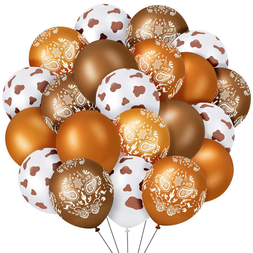 60 Pcs Cowgirl Balloons Cow Balloons 12 Inch Bandana Cow Print Balloon Western Cowgirl Party Decorations Cow Animal Print Balloons for Baby Shower Birthday Cowgirl Party Supplies(Cowboy Brown)