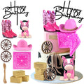 Western Cowgirl Themed Cake Toppers Set (Pink)