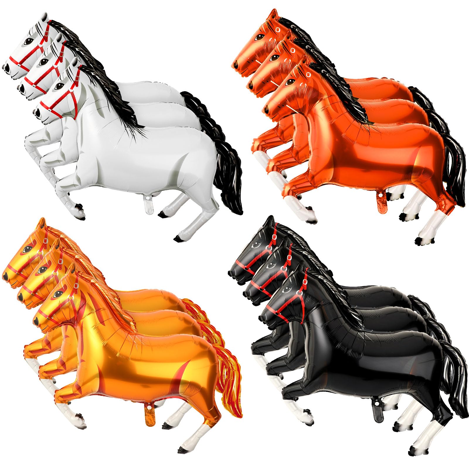 Galloping Horse Foil Balloons 12-Pack